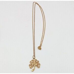 Vintage 14K Yellow Gold Filigree Four-Leaf Clover Pendant Charm – 2g Luck